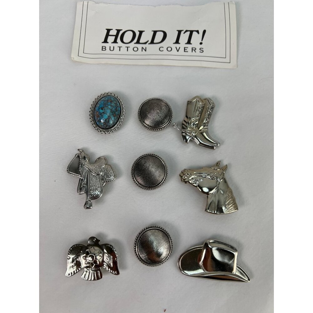 VTG Hold It! Western Themed Button Covers Set Horse Boot Saddle